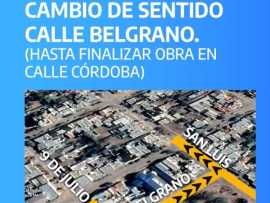 Cambio de sentido de circulación de calle Belgrano