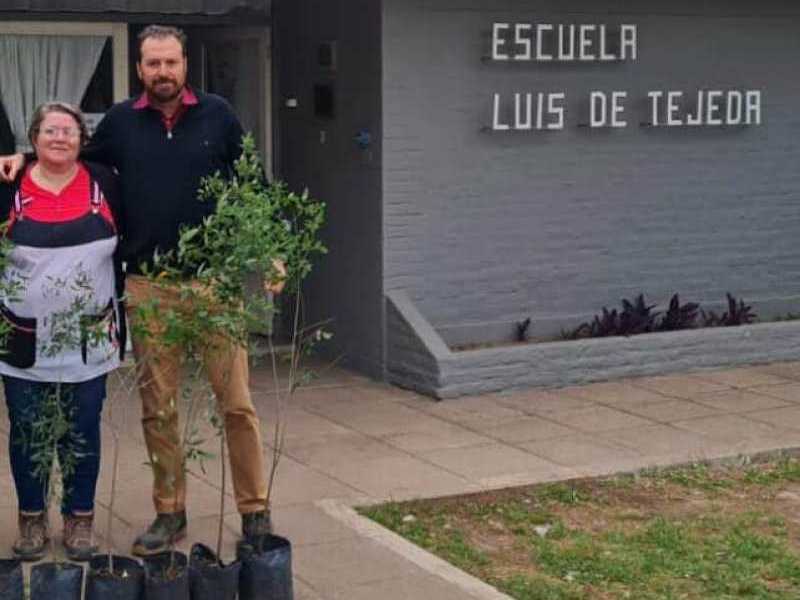 Entrega de árboles en la escuela Luis de Tejeda