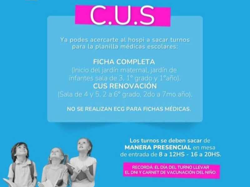 Turnos para el Certificado Único de Salud